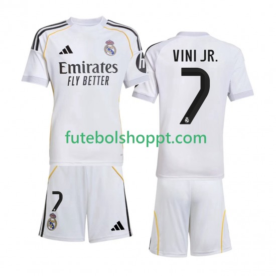 Camisola Júnior Real Madrid Vinicius Junior 7 Principais Equipamento 2025-2026 Manga Curta