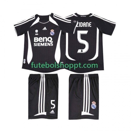 Camisola Júnior Real Madrid ZIDANE 5 2007 Retro Alternativa Equipamento 2006 Manga Curta