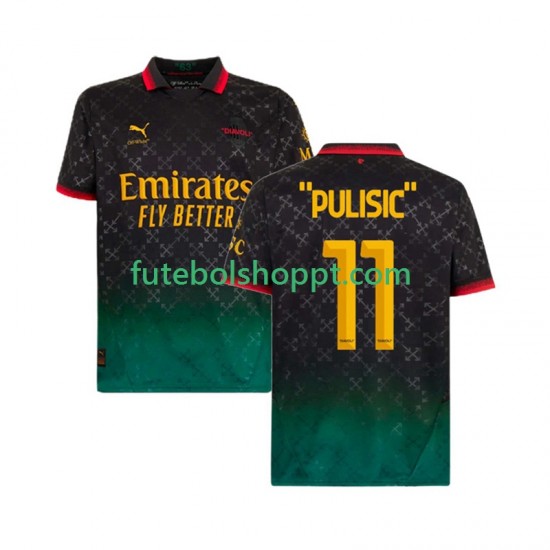 Camisola Homem AC Milan Christian Pulisic 11 Quarto Equipamento 2024-2025 Manga Curta
