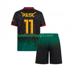 Camisola Júnior AC Milan Christian Pulisic 11 Quarto Equipamento 2024-2025 Manga Curta