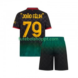 Camisola Júnior AC Milan JOAO FELIX 79 Quarto Equipamento 2024-2025 Manga Curta