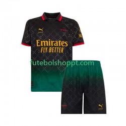 Camisola Júnior AC Milan Quarto Equipamento 2024-2025 Manga Curta