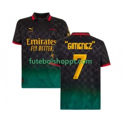 Camisola Homem AC Milan Santiago Gimenez 7 Quarto Equipamento 2024-2025 Manga Curta