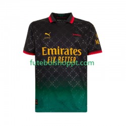 Camisola Homem AC Milan Santiago Gimenez 7 Quarto Equipamento 2024-2025 Manga Curta
