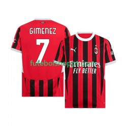 Camisola Homem AC Milan Santiago Gimenez 7 Principais Equipamento 2024-2025 Manga Curta