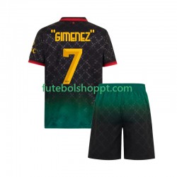 Camisola Júnior AC Milan Santiago Gimenez 7 Quarto Equipamento 2024-2025 Manga Curta