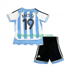 Camisola Júnior Argentina Lionel Messi 19 Retro Principais Equipamento 2006 Manga Curta