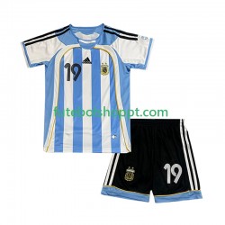 Camisola Júnior Argentina Lionel Messi 19 Retro Principais Equipamento 2006 Manga Curta