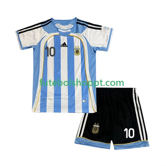 Camisola Júnior Argentina Maradona 10 Retro Principais Equipamento 2006 Manga Curta