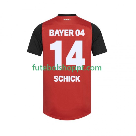 Camisola Homem Bayer 04 Leverkusen Patrik Schick 14 Principais Equipamento 2024-2025 Manga Curta