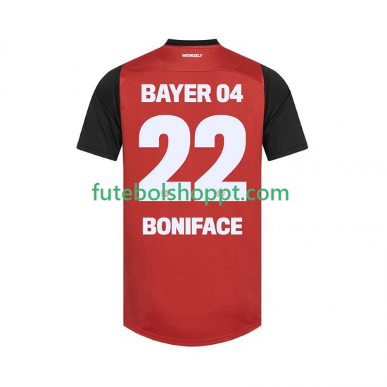 Camisola Homem Bayer 04 Leverkusen Victor Boniface 22 Principais Equipamento 2024-2025 Manga Curta