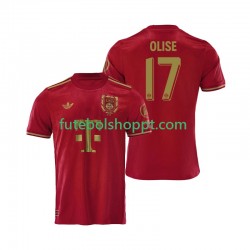 Camisola Homem Bayern de Munique 125th Anniversary Michael Olise 17 Red Principais Equipamento 2024-2025 Manga Curta