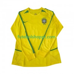 Camisola Homem Brasil Retro Principais Equipamento 2002 Manga Comprida