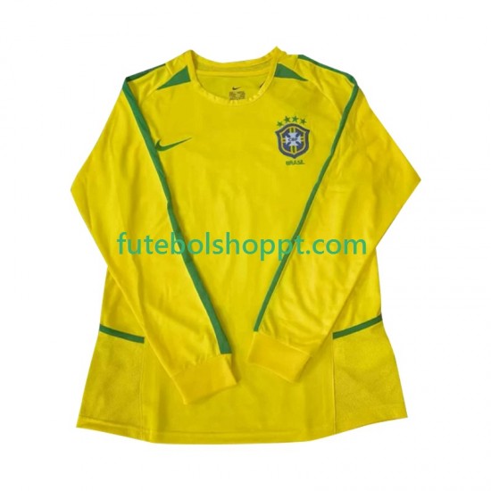 Camisola Homem Brasil Retro Principais Equipamento 2002 Manga Comprida