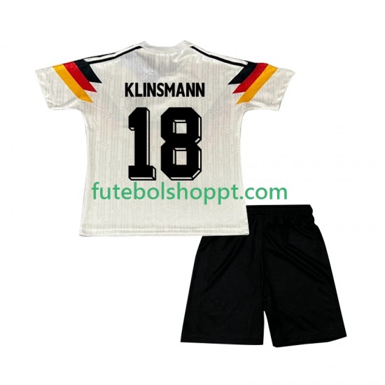 Camisola Júnior Alemanha Klinsmann 18 Retro Principais Equipamento 1990 Manga Curta
