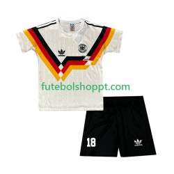 Camisola Júnior Alemanha Klinsmann 18 Retro Principais Equipamento 1990 Manga Curta