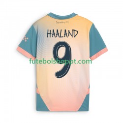 Camisola Homem Manchester City Haaland 9 Quarto Equipamento 2024-2025 Manga Curta