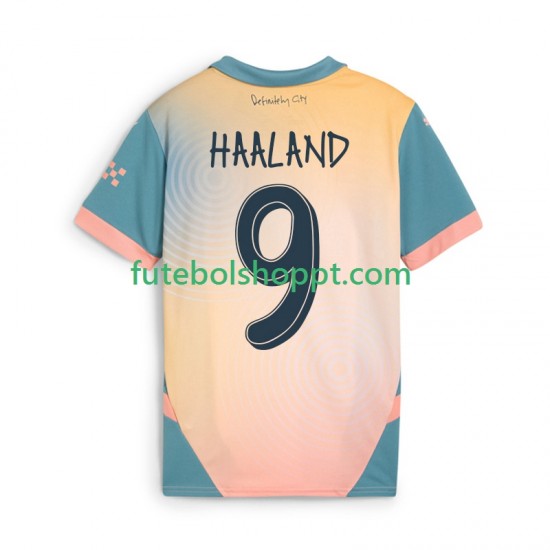 Camisola Homem Manchester City Haaland 9 Quarto Equipamento 2024-2025 Manga Curta