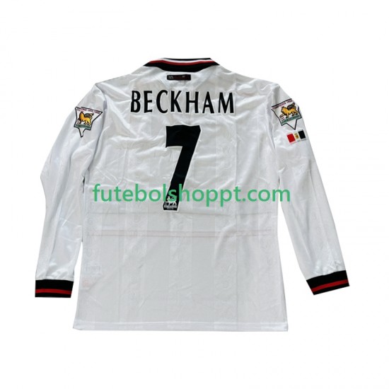 Camisola Homem Manchester United Beckham 7 Retro Alternativa Equipamento 1998 1999 Manga Comprida