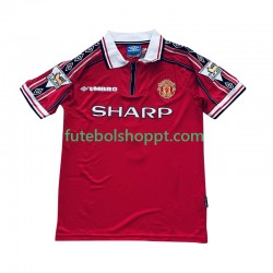 Camisola Homem Manchester United Beckham 7 Retro Principais Equipamento 1998 1999 Manga Curta
