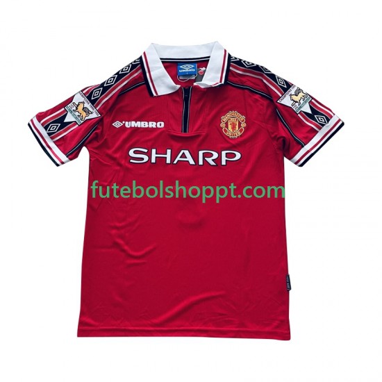 Camisola Homem Manchester United Beckham 7 Retro Principais Equipamento 1998 1999 Manga Curta