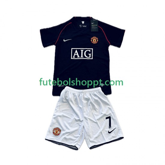 Camisola Júnior Manchester United Cristiano Ronaldo 7 2007 Retro Alternativa Equipamento 2008 Manga Curta
