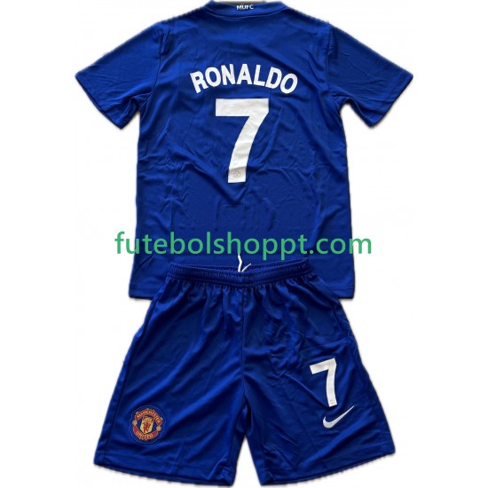 Camisola Júnior Manchester United Cristiano Ronaldo 7 2009 Retro Terceiro Equipamento 2008 Manga Curta