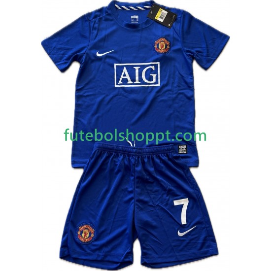 Camisola Júnior Manchester United Cristiano Ronaldo 7 2009 Retro Terceiro Equipamento 2008 Manga Curta
