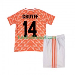 Camisola Júnior Países Baixos Cruyff 14 1988 Retro Principais Equipamento Manga Curta