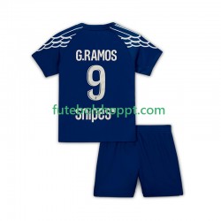 Camisola Júnior Paris Saint-Germain Goncalo Ramos 9 Quarto Equipamento 2024-2025 Manga Curta
