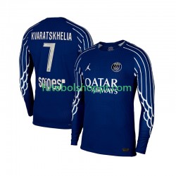 Camisola Homem Paris Saint-Germain Khvicha Kvaratskhelia 7 Quarto Equipamento 2024-2025 Manga Comprida