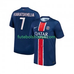 Camisola Homem Paris Saint-Germain Khvicha Kvaratskhelia 7 Principais Equipamento 2024-2025 Manga Curta