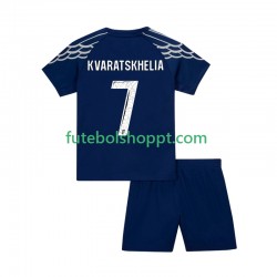 Camisola Júnior Paris Saint-Germain Khvicha Kvaratskhelia 7 Quarto Equipamento 2024-2025 Manga Curta