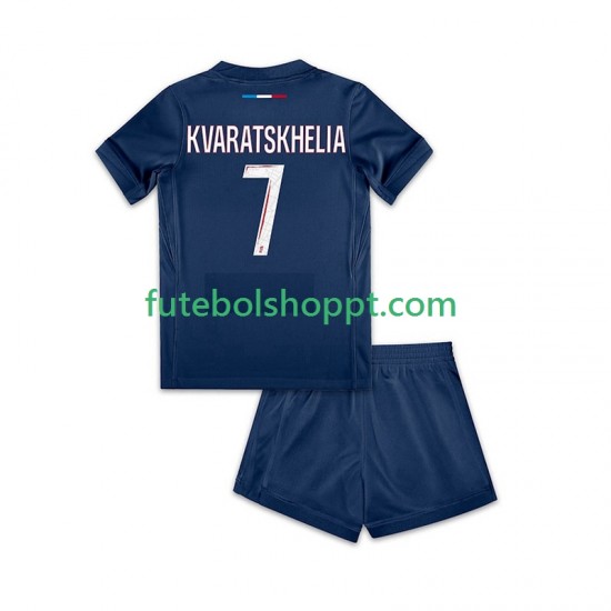 Camisola Júnior Paris Saint-Germain Khvicha Kvaratskhelia 7 Principais Equipamento 2024-2025 Manga Curta