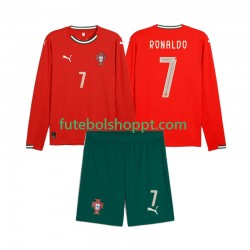 Camisola Júnior Portugal Crstiano Roanldo 7 Principais Equipamento 2025 Manga Comprida