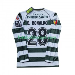 Camisola Homem Sporting CP Cristiano Ronaldo 28 2001 2003 Retro Principais Equipamento Manga Comprida
