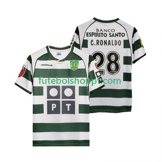 Camisola Homem Sporting CP Cristiano Ronaldo 28 2001 2003 Retro Principais Equipamento Manga Curta