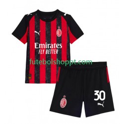 Camisola Júnior AC Milan Ardon Jashari 30 Principais Equipamento 2025-2026 Manga Curta