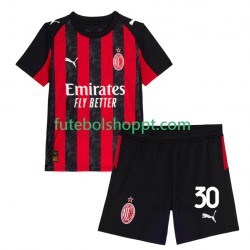 Camisola Júnior AC Milan Ardon Jashari 30 Principais Equipamento 2025-2026 Manga Curta