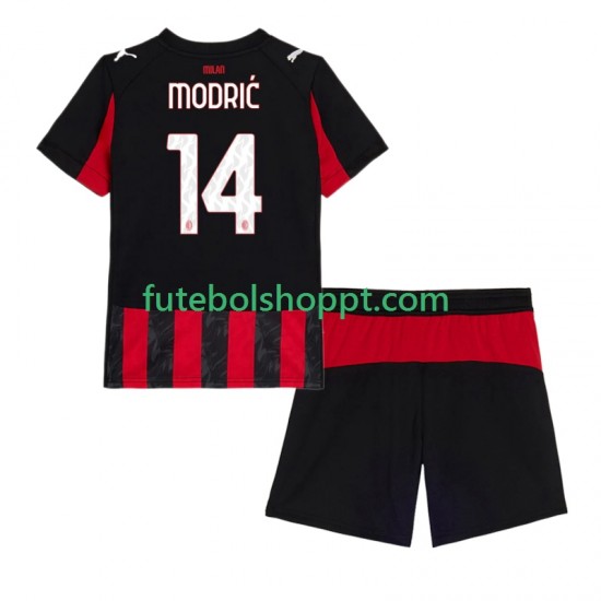 Camisola Júnior AC Milan Modrić Luca 14 Principais Equipamento 2025-2026 Manga Curta