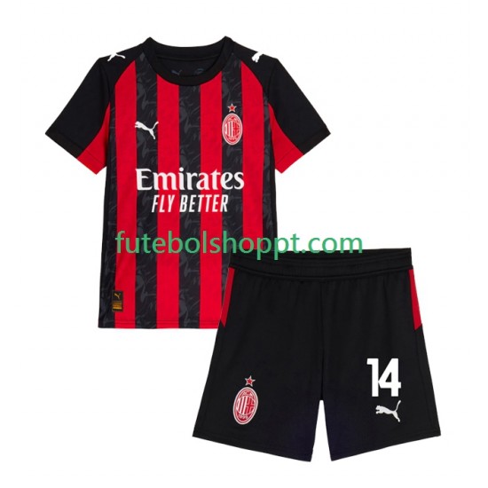 Camisola Júnior AC Milan Modrić Luca 14 Principais Equipamento 2025-2026 Manga Curta