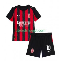 Camisola Júnior AC Milan Rafael Leao 10 Principais Equipamento 2025-2026 Manga Curta