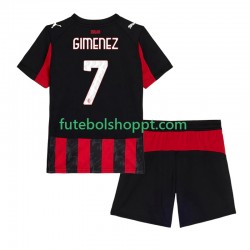 Camisola Júnior AC Milan Santiago Gimenez 7 Principais Equipamento 2025-2026 Manga Curta
