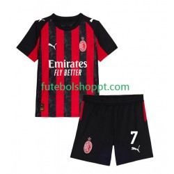 Camisola Júnior AC Milan Santiago Gimenez 7 Principais Equipamento 2025-2026 Manga Curta