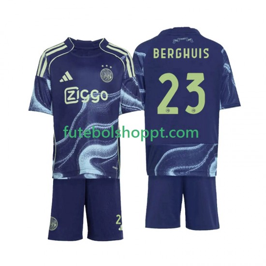 Camisola Júnior AFC Ajax Steven Berghuis 23 Alternativa Equipamento 2025-2026 Manga Curta