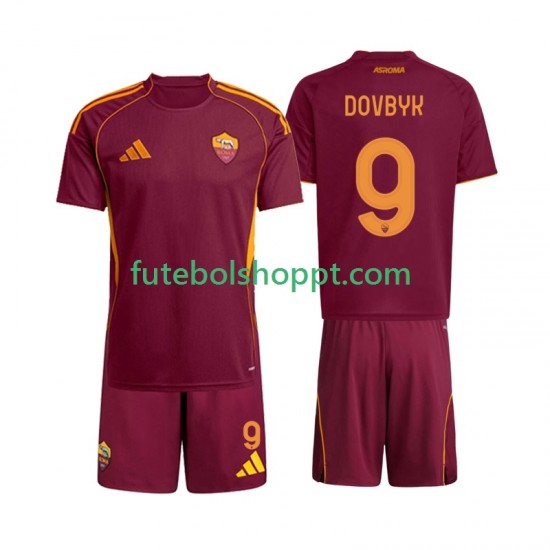 Camisola Júnior AS Roma Artem Dovbyk 9 Principais Equipamento 2025-2026 Manga Curta