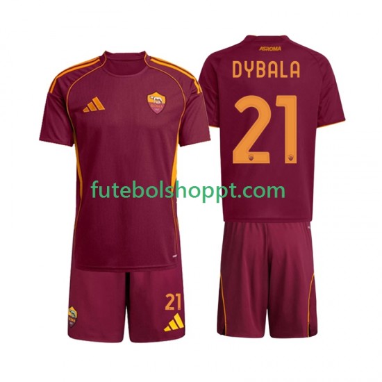 Camisola Júnior AS Roma Dybala 21 Principais Equipamento 2025-2026 Manga Curta