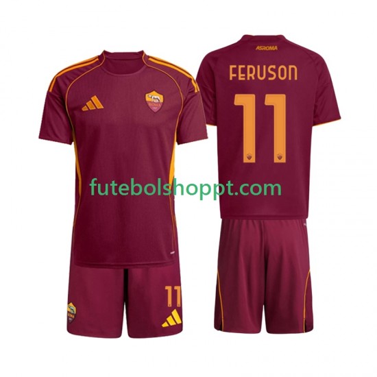 Camisola Júnior AS Roma Evan Ferguson 11 Principais Equipamento 2025-2026 Manga Curta