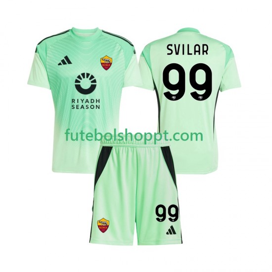 Camisola Júnior AS Roma Mile Svilar 99 Guarda-redes Alternativa Equipamento Quarto Equipamento 2025-2026 Manga Curta