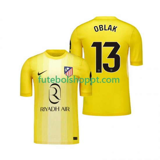 Camisola Homem Atlético Madrid Jan Oblak 13 Guarda-redes Principais Equipamento 2025-2026 Manga Curta